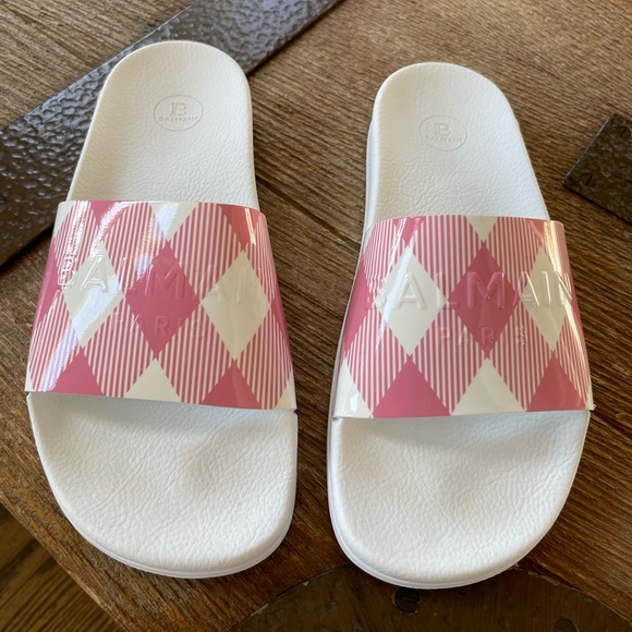 Balmain Shoes - balmain pink sandals slides pool flats sz 38